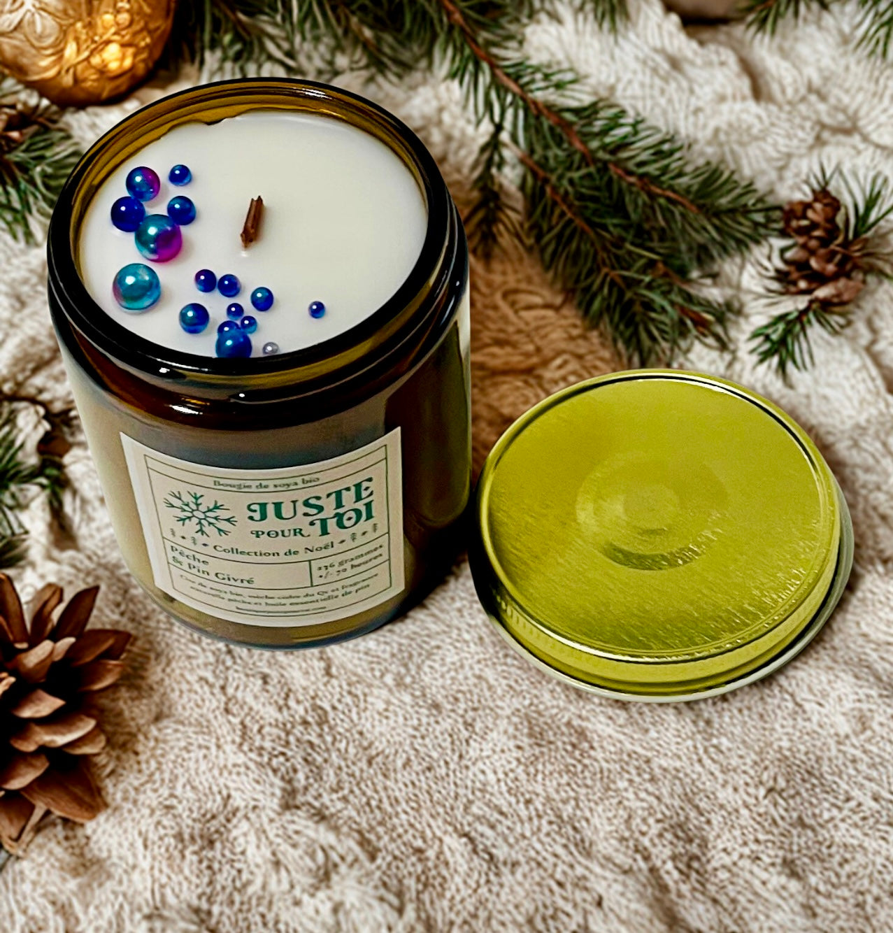 Bougie - Pêche & Pin Givré