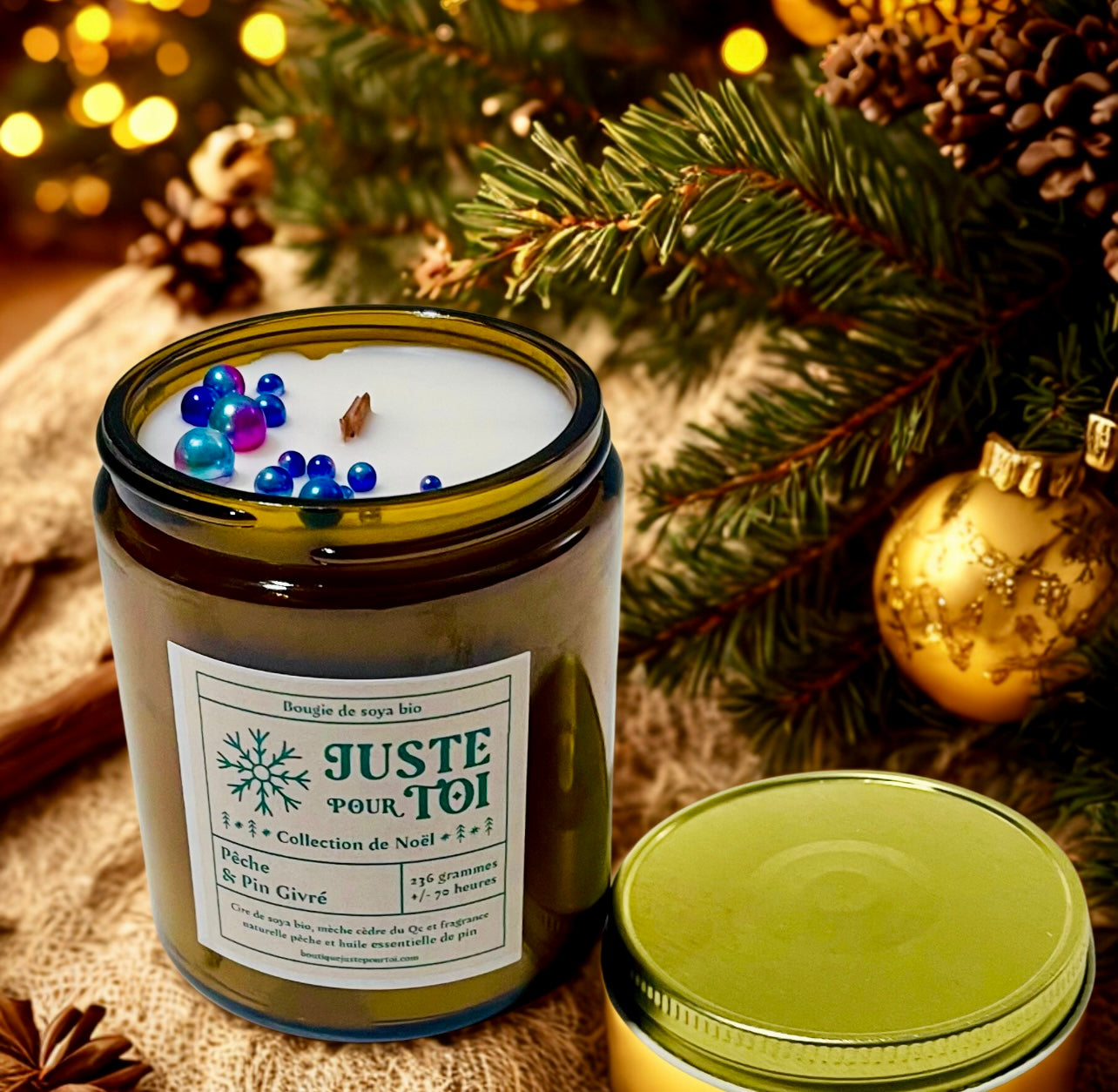 Bougie - Pêche & Pin Givré